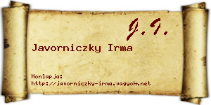Javorniczky Irma névjegykártya